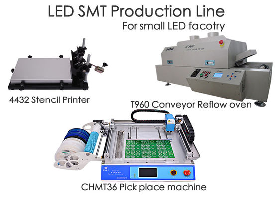 De LEIDENE Productielijn CHMT36 Chip Mounter, Stencilprinter, Terugvloeiingsoven T960 van SMT, voor Kleine Fabriek