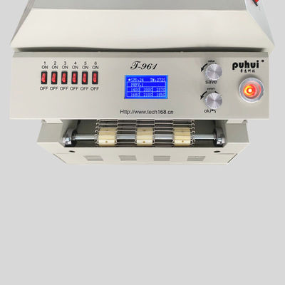 T961 Desktop Reflow Oven met transportband 730*230mm 6 temperatuurzones 3.5KW Soldeermachine