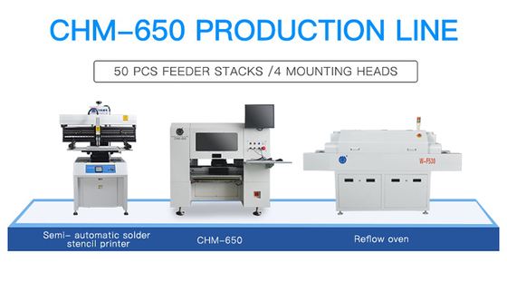 Genius 4 Heads Desktop SMT Pick Place Machine CHM-650 met 50 voeders