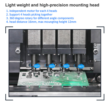 Genius 4 Heads Desktop SMT Pick Place Machine CHM-650 met 50 voeders