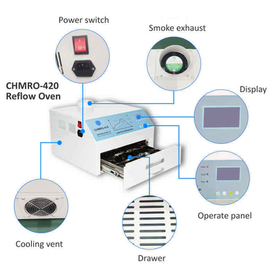 Hete lucht + Infrarode Loodvrije de Terugvloeiingsoven chmro-420 van 2500w SMD-het Verwarmen Post