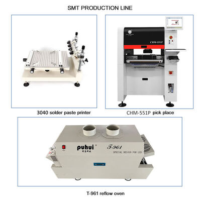 Hoge precisie kleine SMT-lijn met 3040 Printer CHM-551 Mounter T961 Oven